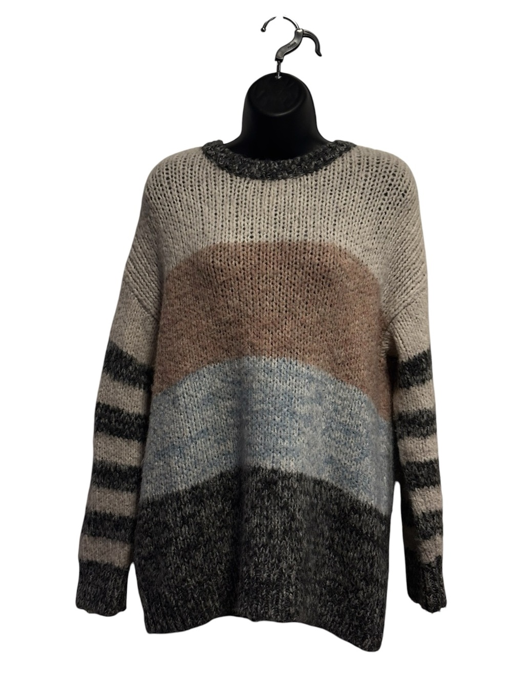 American Eagle Cozy Colorblock Knit Sweater - Neutral Multi